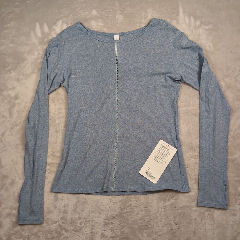 Lululemon Superb Long Sleeve Tee Womens 4 Blue NWT New Summer Lightweight